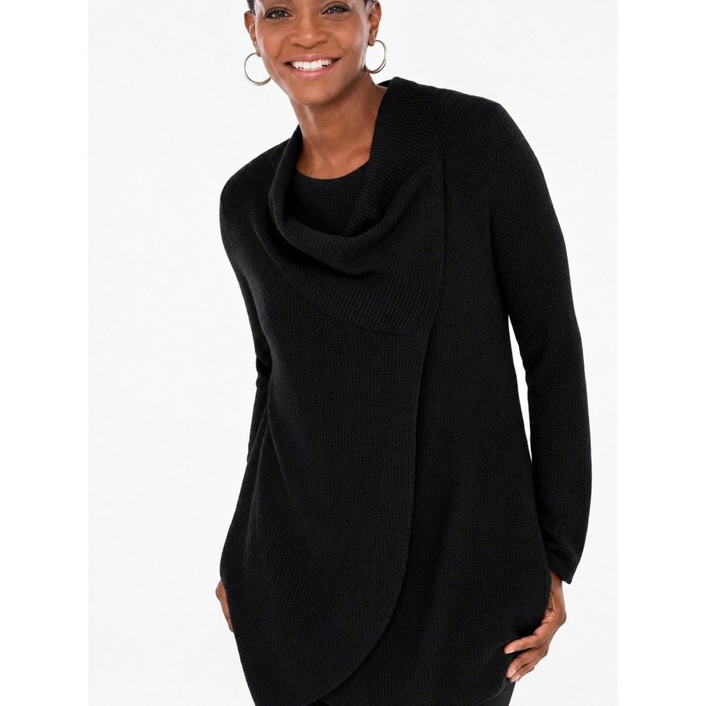 Chico's Zenergy Waffle‎ Convertible Cardigan Sweater Draped Collar Womens 8/10